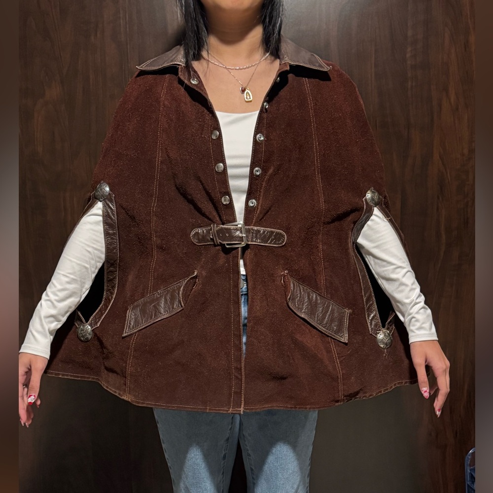 ✨ Vintage Suede MOD Era Cape Poncho – 1960s/1970s ✨ - Picture 12 of 12